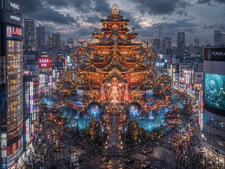 Example image for 東京の中心部に竜宮城がある風景