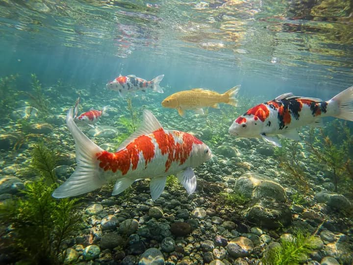 Example image for 清流を泳ぐ錦鯉